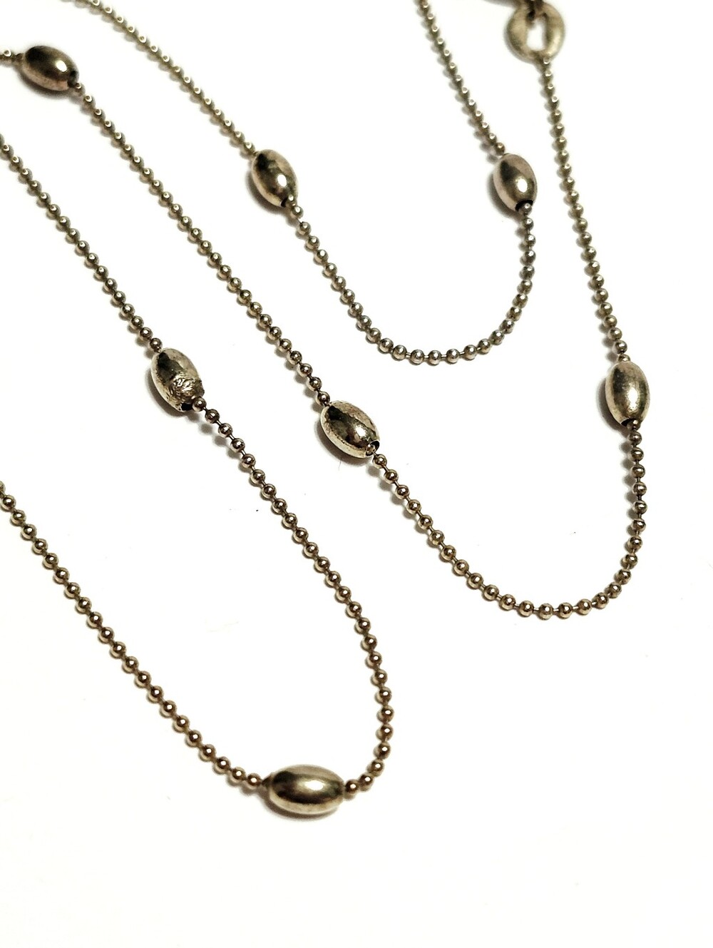 Gold over Silver Station Bead Necklace   16"
